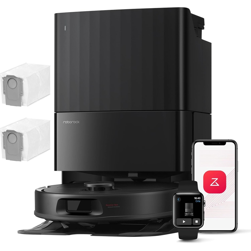 It7XYOSMj7 Roborock QV 35A Set Mopa Rotatoria Negra 8000 Pa Robot Aspirador y Friegasuelos - Imagen 1